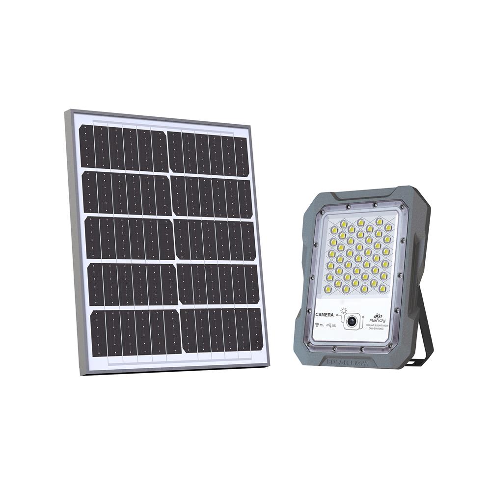 สปอตไลท์ SOLAR RANDY DW-BWC 100 วัตต์ COOL WHITE สีเทา พร้อมกล้อง CCTV