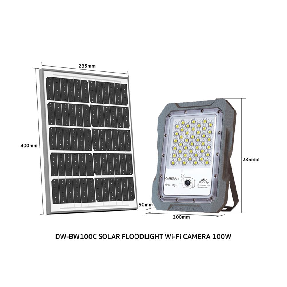 สปอตไลท์ SOLAR RANDY DW-BWC 100 วัตต์ COOL WHITE สีเทา พร้อมกล้อง CCTV