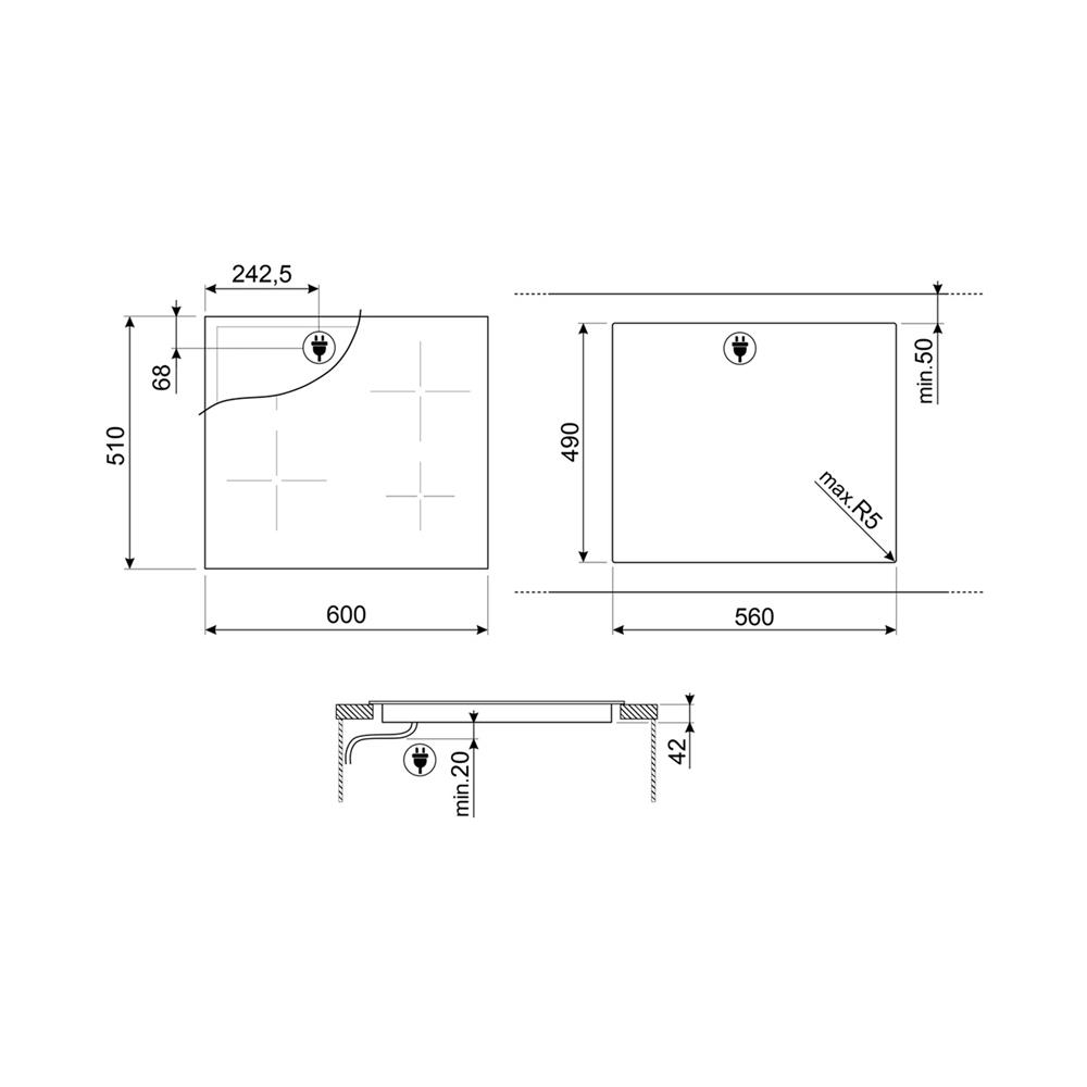 เตาฝัง+เครื่องดูดควัน SMEG SE263TD1+KBT900NE