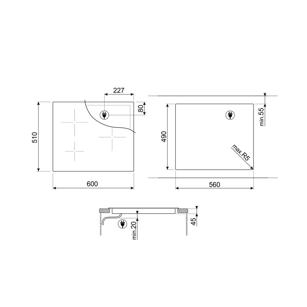 เตาฝัง+เครื่องดูดควัน SMEG SI7633B1+KBT9L4VN