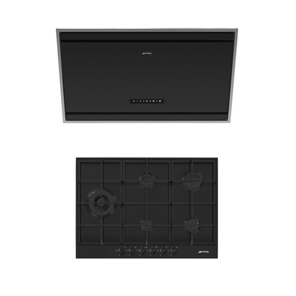 เตาฝัง+เครื่องดูดควัน SMEG PX375LMB+KV394MB