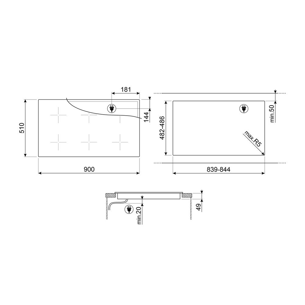 เตาฝัง+เครื่องดูดควัน SMEG SI1M4954D+KLTI9L4MB