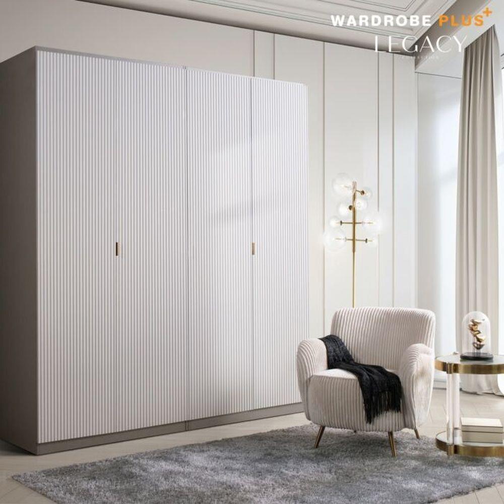 ตู้เสื้อผ้า 4 บานเปิด SB BUILT IN WARDROBE PLUS 59062802 200 ซม. สีเทา