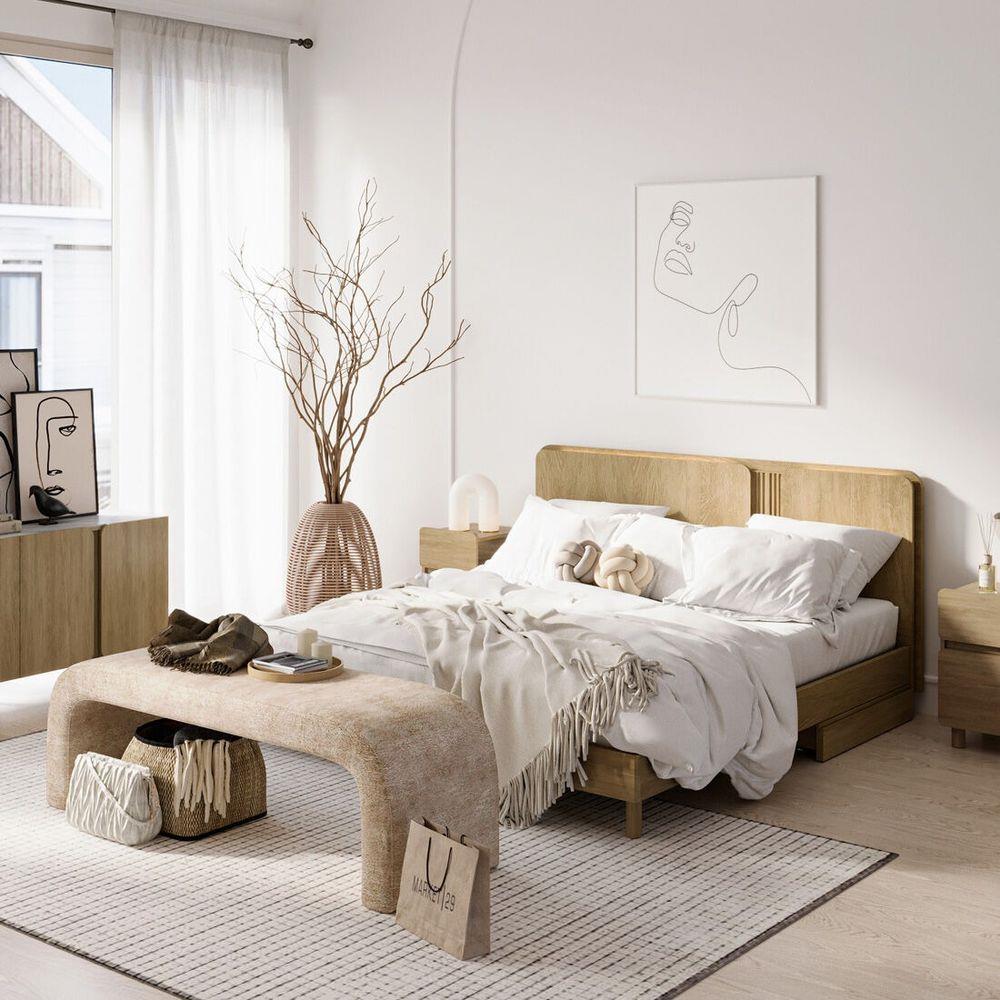 เตียง 5 ฟุต SB FURNITURE FURNITURE SKIFT 19241051 สีโอ๊ค