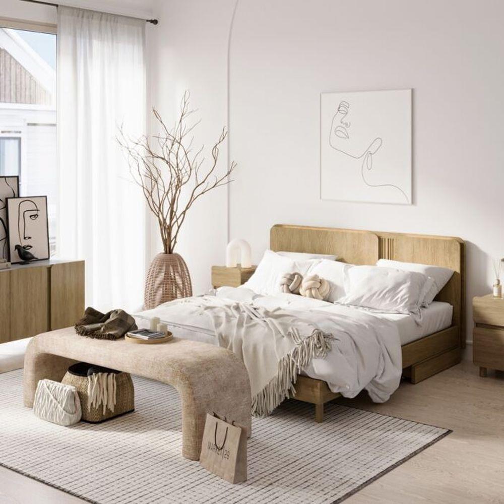 เตียง 6 ฟุต SB FURNITURE FURNITURE SKIFT 19240771 สีโอ๊ค