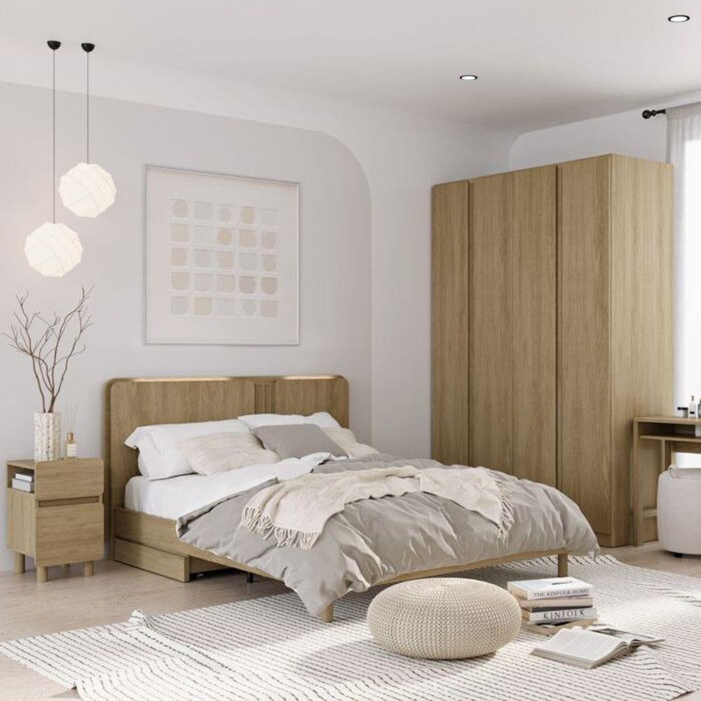 เตียง 6 ฟุต SB FURNITURE FURNITURE SKIFT 19240771 สีโอ๊ค