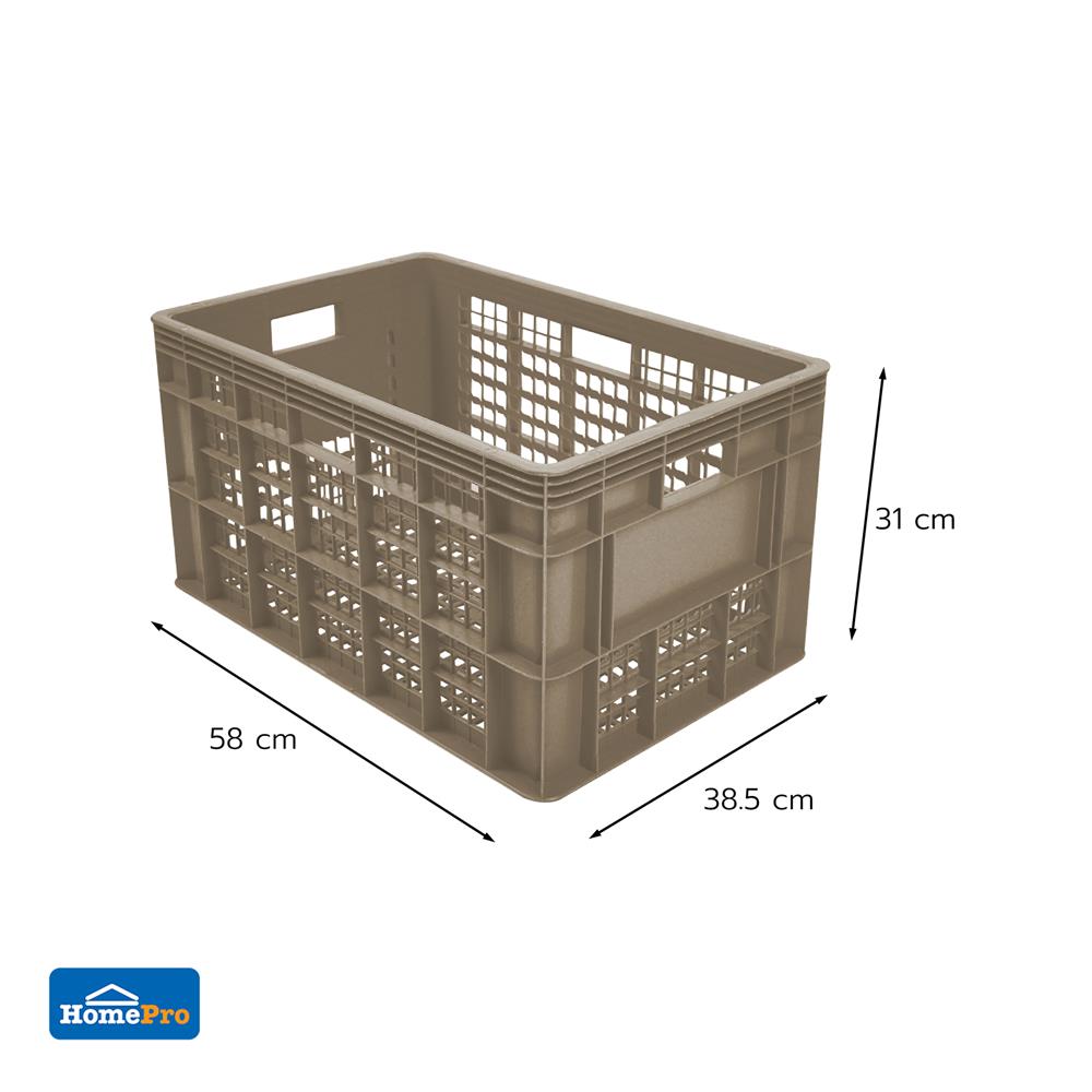 ลังพลาสติกโปร่ง STACKO AG112 HAKO 38.5x58x31 ซม. สีเบจ
