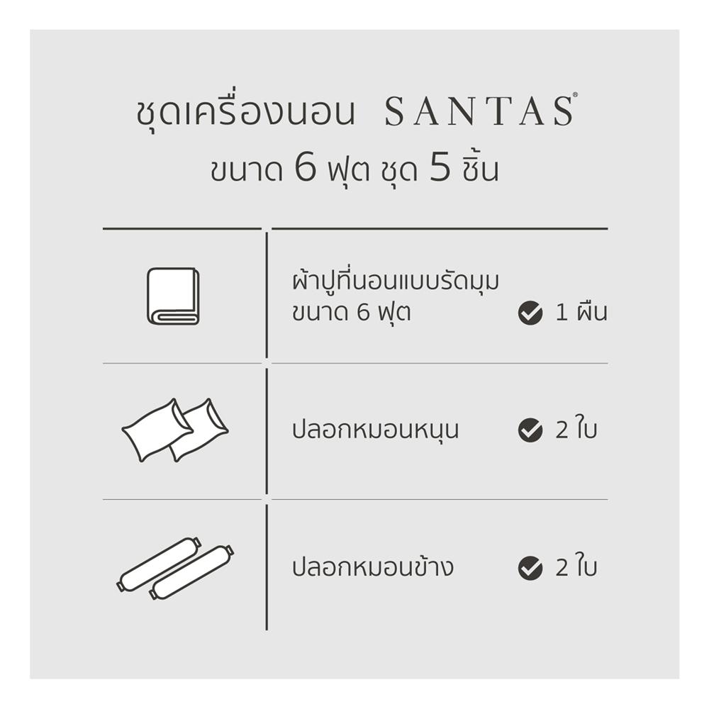 ชุดผ้าปูที่นอน 6 ฟุต (ชุด 5 ชิ้น) SANTAS MODAL TWINLKE GR