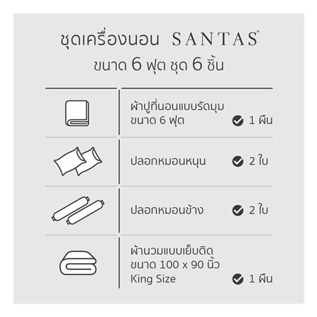 ชุดผ้าปูที่นอน 6 ฟุต (ชุด 6 ชิ้น) SANTAS COTTON USA SWEET PEA PI_6