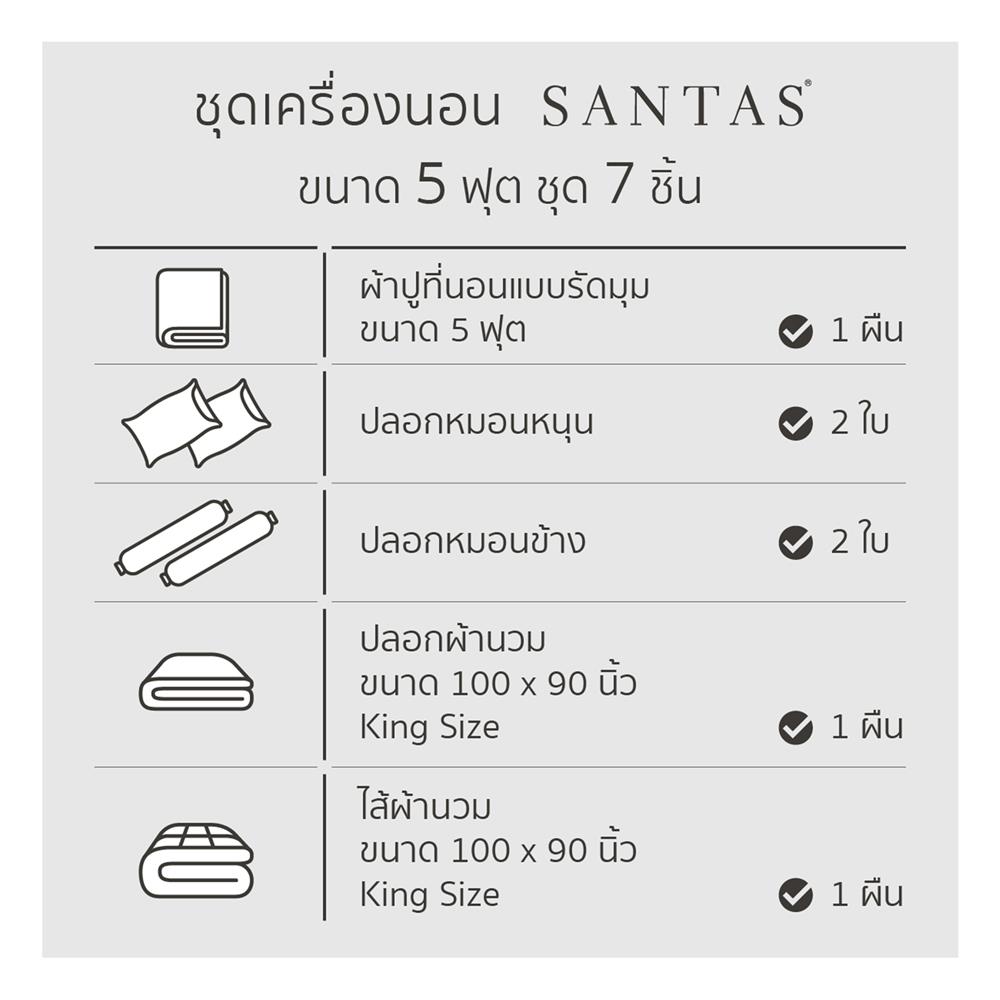 ชุดผ้าปูที่นอน 5 ฟุต (ชุด 7 ชิ้น) SANTAS COTTON USA JOYBLOOM GR