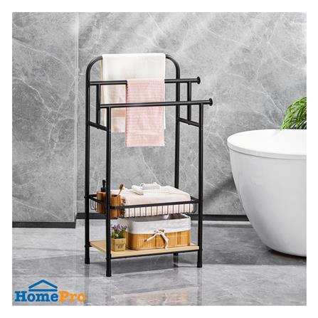 ราวพาดผ้า 3 เส้น พร้อมชั้นวางของ 2 ชั้น PLIM LINZ 61 ซม. สีดำ_3