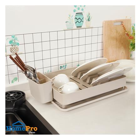 ชั้นคว่ำจานอะลูมิเนียม 1 ชั้น พร้อมถาดรองน้ำ KECH LEGACY สีเบจ_3