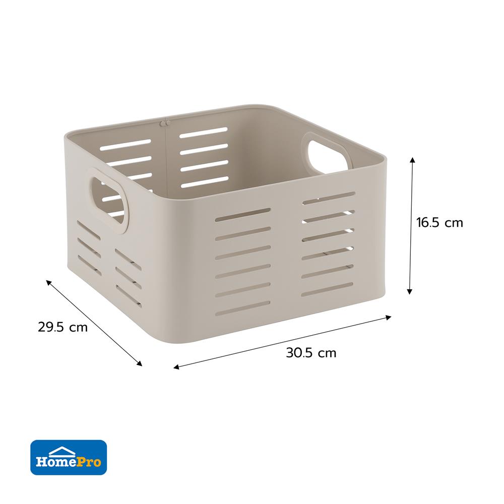ตะกร้าอะลูมิเนียมสี่เหลี่ยมจัตุรัส KECH LEGACY SIZE L สีเบจ