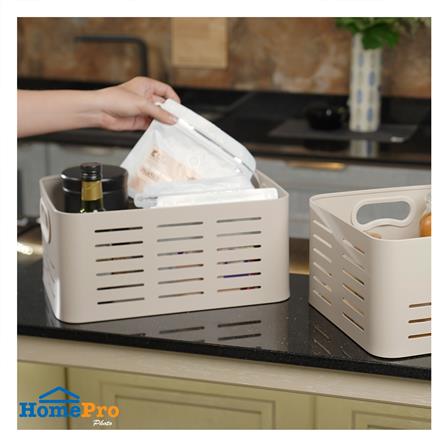 ตะกร้าอะลูมิเนียมสี่เหลี่ยมผืนผ้า KECH LEGACY SIZE M สีเบจ_4