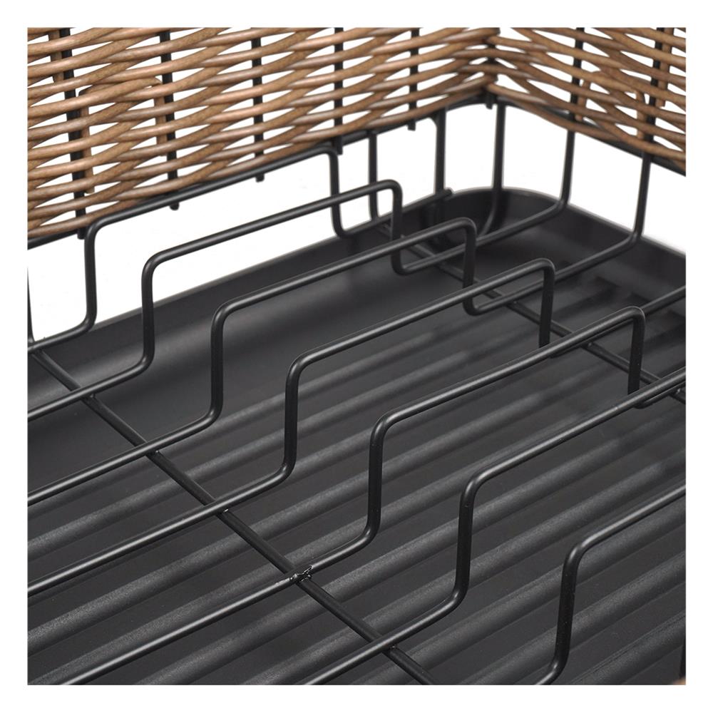 ชั้นคว่ำจานเหล็กพ่นสีดำลายหวายเทียม KECH HAZEL