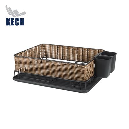 ชั้นคว่ำจานเหล็กพ่นสีดำลายหวายเทียม KECH HAZEL_1