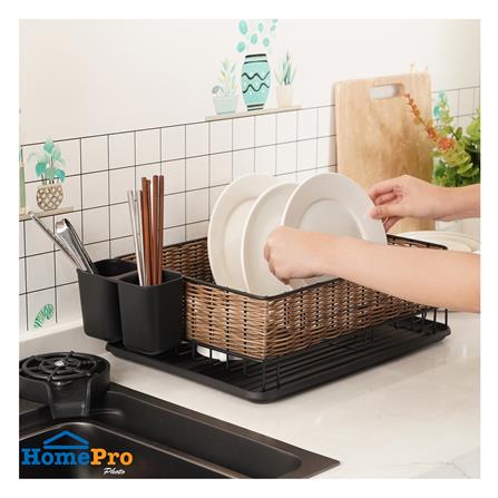 ชั้นคว่ำจานเหล็กพ่นสีดำลายหวายเทียม KECH HAZEL_5