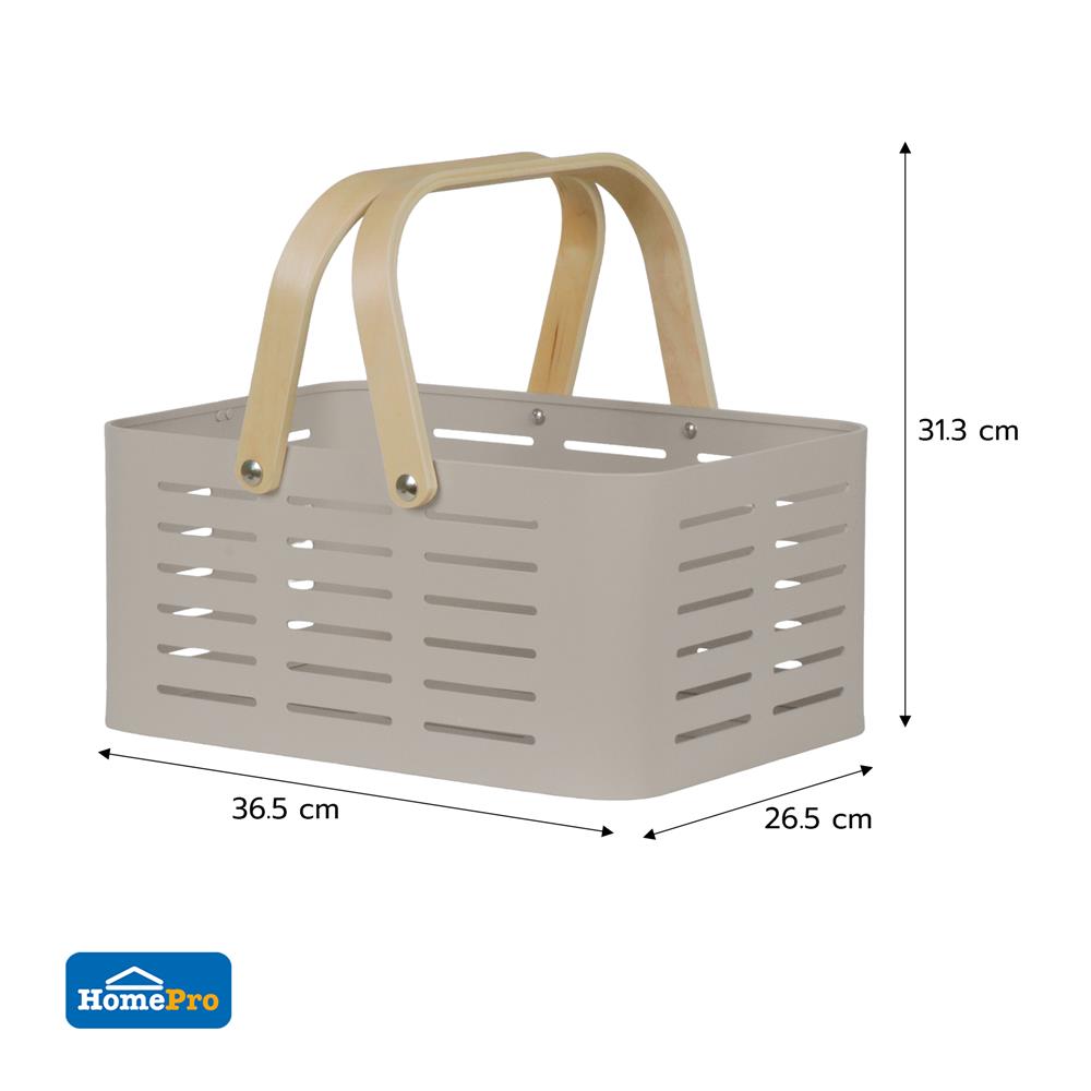 ตะกร้าอะลูมิเนียม มีหูหิ้ว KECH LEGACY SIZE L สีเบจ