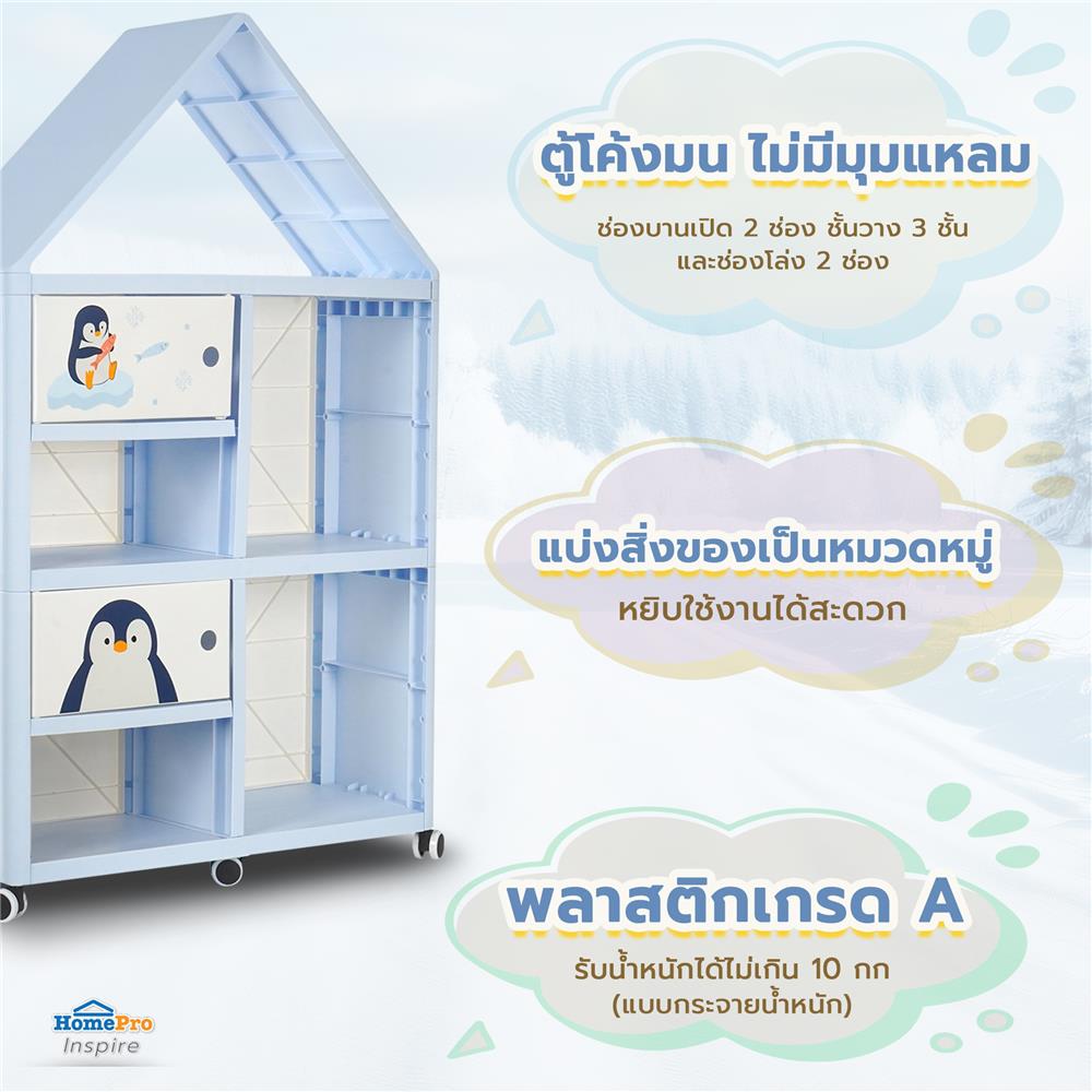 ตู้บานเปิด 2 บาน STACKO LITTLE-P 65x26x108 ซม. สีฟ้า/ขาว