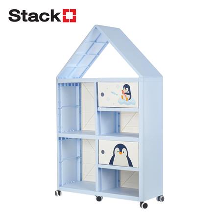 ตู้บานเปิด 2 บาน STACKO LITTLE-P 65x26x108 ซม. สีฟ้า/ขาว_0