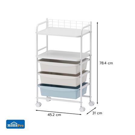 ชั้นวางของ 2 ชั้น 3 ลิ้นชัก STACKO LITTLE-P 45.2x31x78.4 ซม. สีขาว/ฟ้า_7