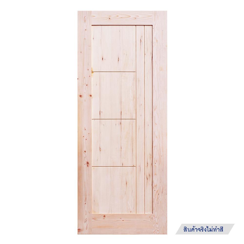ประตูไม้เฮมล็อกเฟอร์ ไม่เจาะลูกบิด D2D ECO PINE-074 80x200 ซม. สีธรรมชาติ