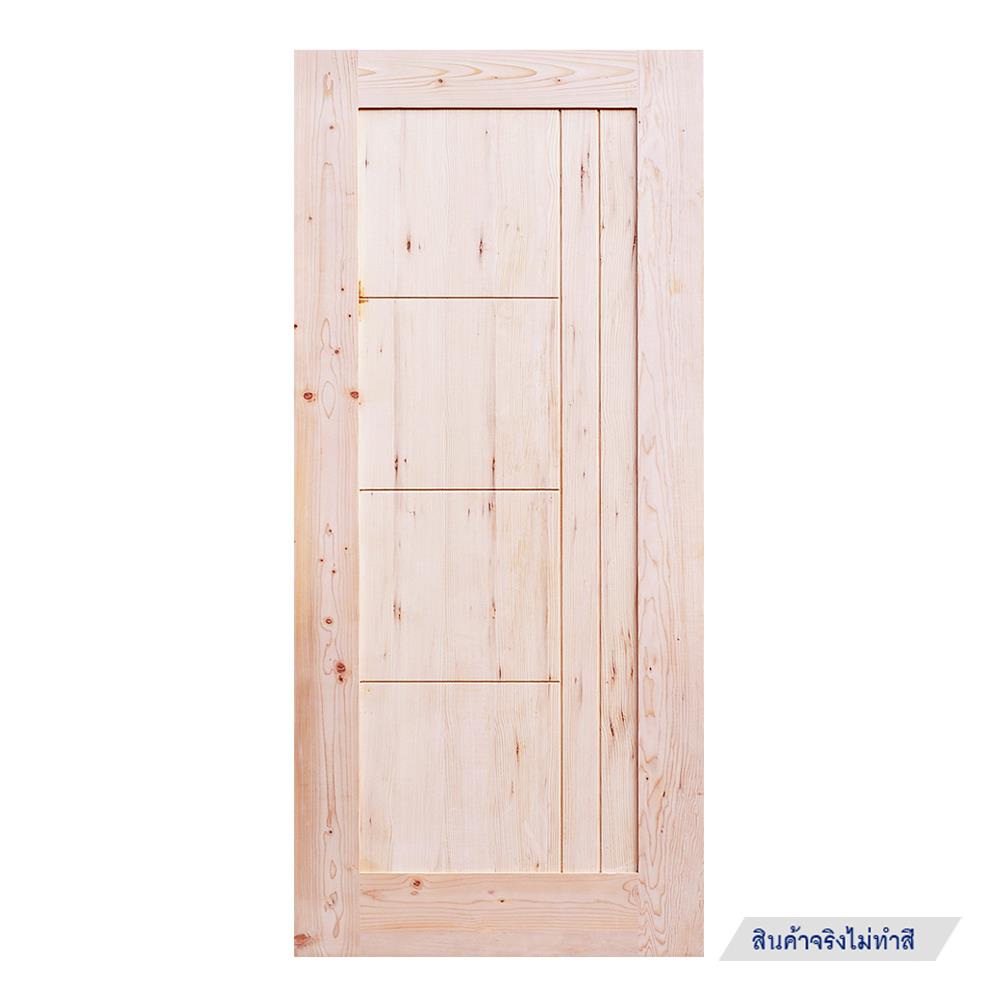 ประตูไม้เฮมล็อกเฟอร์ ไม่เจาะลูกบิด D2D ECO PINE-074 90x200 ซม. สีธรรมชาติ