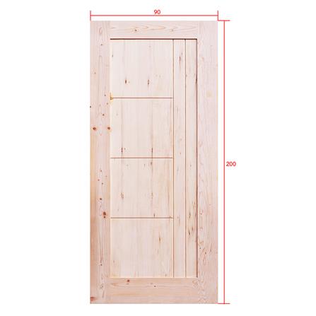 ประตูไม้เฮมล็อกเฟอร์ ไม่เจาะลูกบิด D2D ECO PINE-074 90x200 ซม. สีธรรมชาติ_4