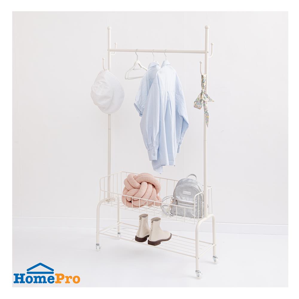 ราวแขวนผ้าพร้อมตะกร้าใส่ของ PLIM ZURICH 80 ซม. สีครีม