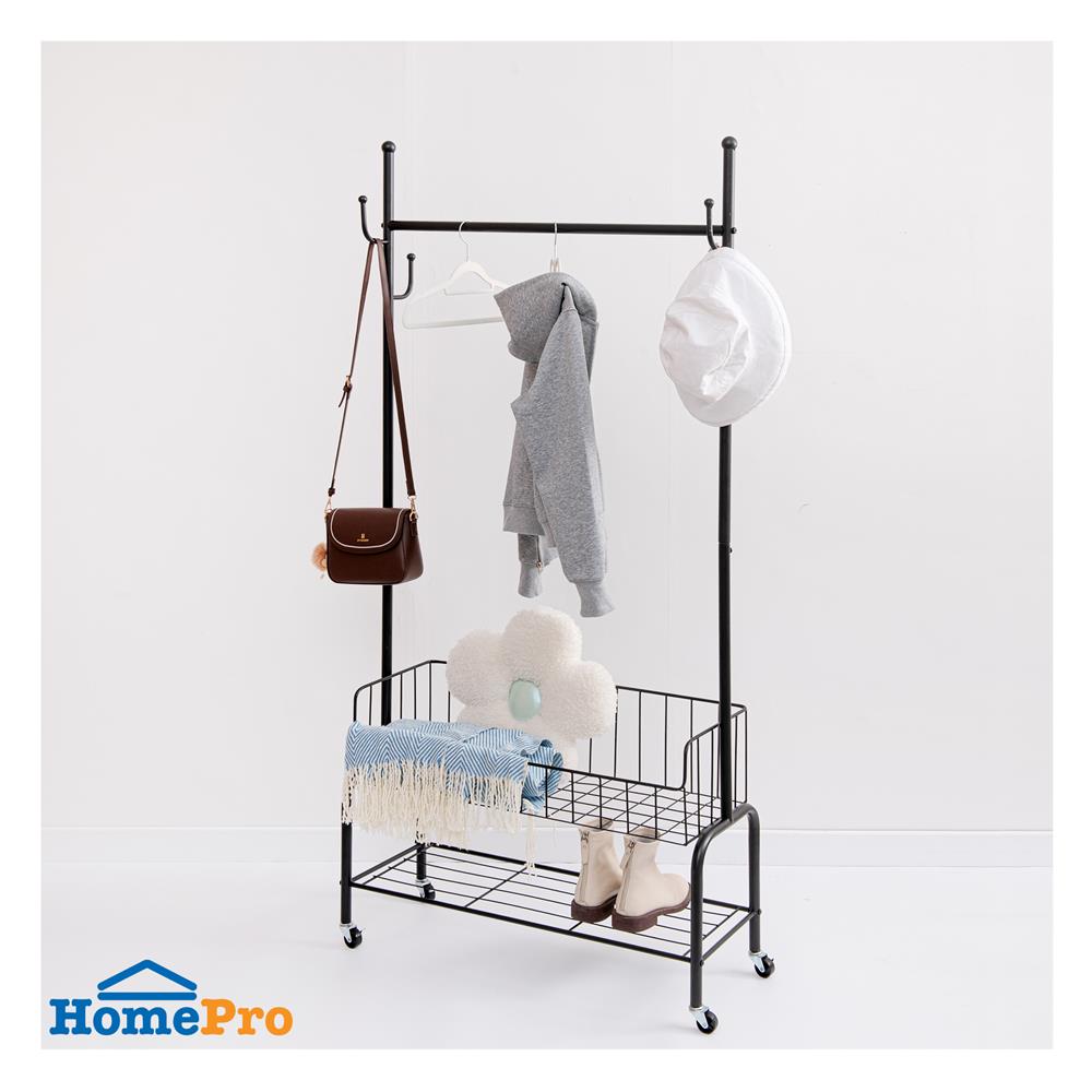 ราวแขวนผ้าพร้อมตะกร้าใส่ของ PLIM ZURICH 80 ซม. สีดำ