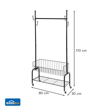 ราวแขวนผ้าพร้อมตะกร้าใส่ของ PLIM ZURICH 80 ซม. สีดำ_8
