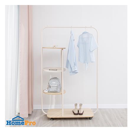 ราวแขวนผ้าพร้อมชั้นวางของ 3 ชั้น PLIM COMO 100 ซม. สีครีม_5