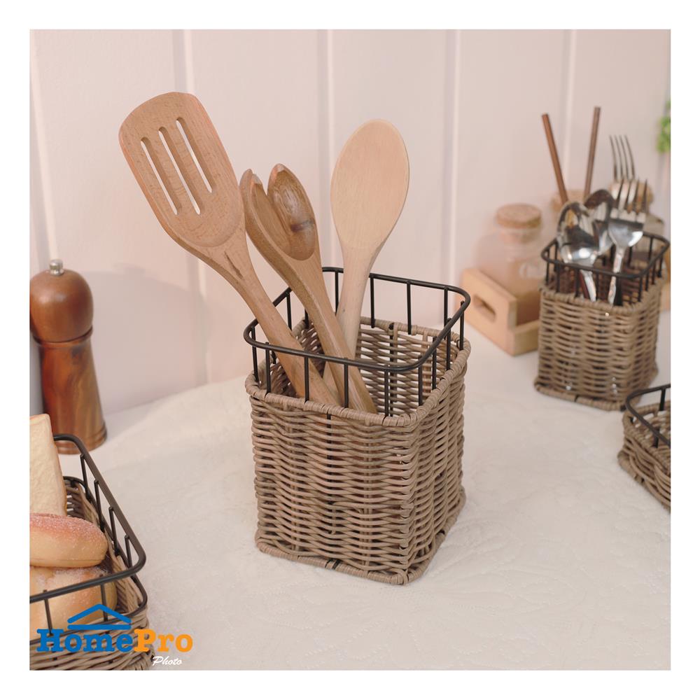 ตะกร้าหวายเทียมเหลี่ยมใส่ช้อนส้อม KECH HAZEL SIZE M