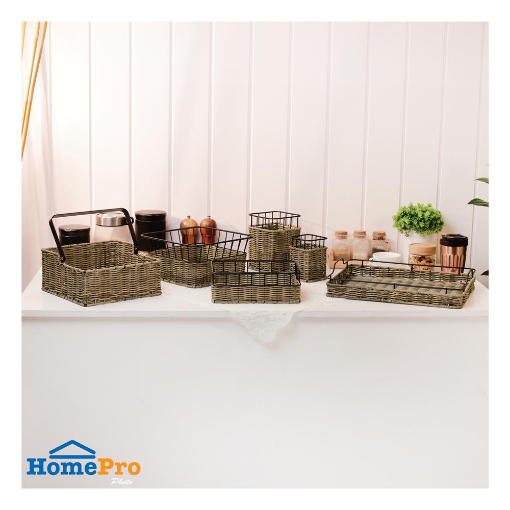 ตะกร้าหวายเทียมทรงสี่เหลี่ยมจัตุรัส KECH HAZEL 26.7x26.7x13.8 ซม.