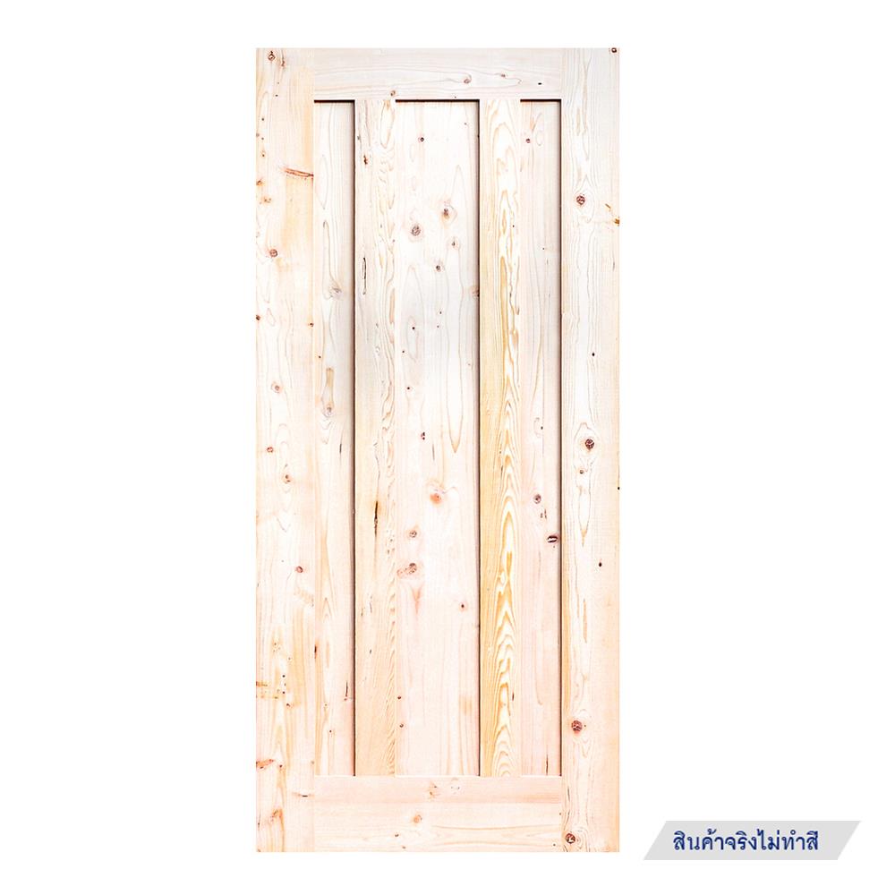 ประตูไม้เฮมล็อกเฟอร์ ไม่เจาะลูกบิด D2D ECO PINE-073 90x200 ซม. สีธรรมชาติ
