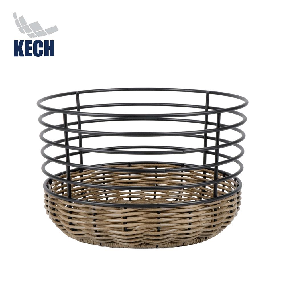 ตะกร้าหวายเทียมทรงกลมสูง KECH HAZEL 25x25x15 ซม._1