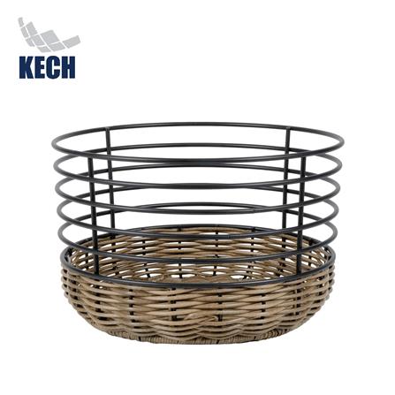 ตะกร้าหวายเทียมทรงกลมสูง KECH HAZEL 25x25x15 ซม._0