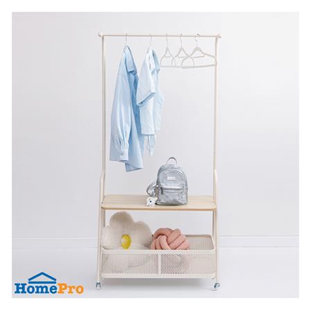 ราวแขวนผ้าพร้อมชั้นวางของ 2 ชั้น PLIM COMO 80 ซม. สีครีม_5