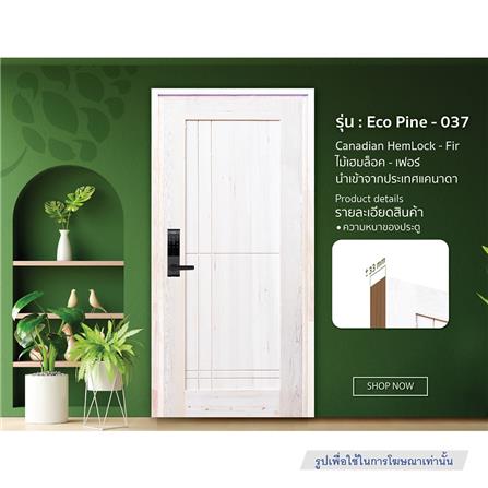 ประตูไม้เฮมล็อกเฟอร์ ไม่เจาะลูกบิด D2D ECO PINE-037 90x200 ซม. สีธรรมชาติ_2