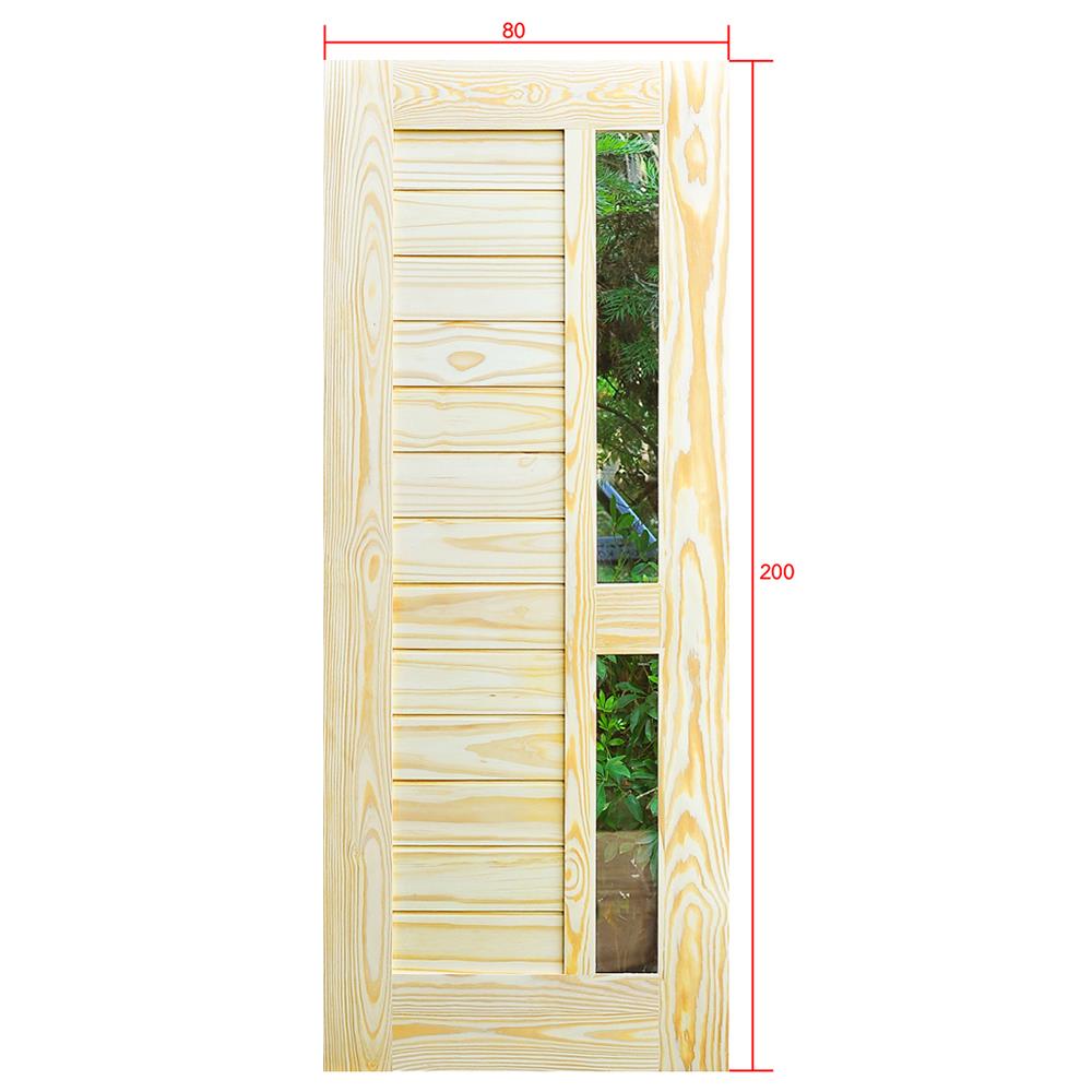 ประตูไม้สนนิวซีแลนด์ ไม่เจาะลูกบิด D2D-408 80x200 ซม. สีธรรมชาติ
