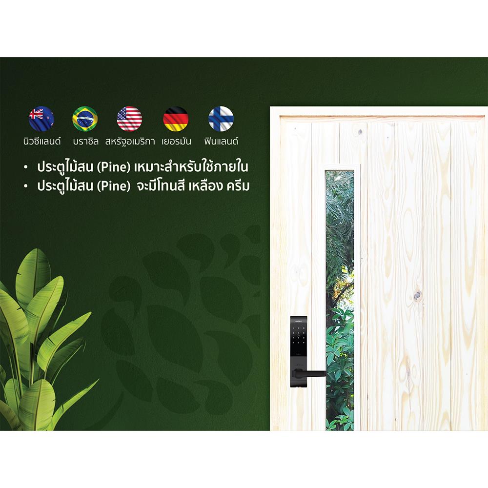 ประตูไม้สนนิวซีแลนด์ D2D ECO PINE-813 90x200 ซม. สีธรรมชาติ ไม่เจาะลูกบิด