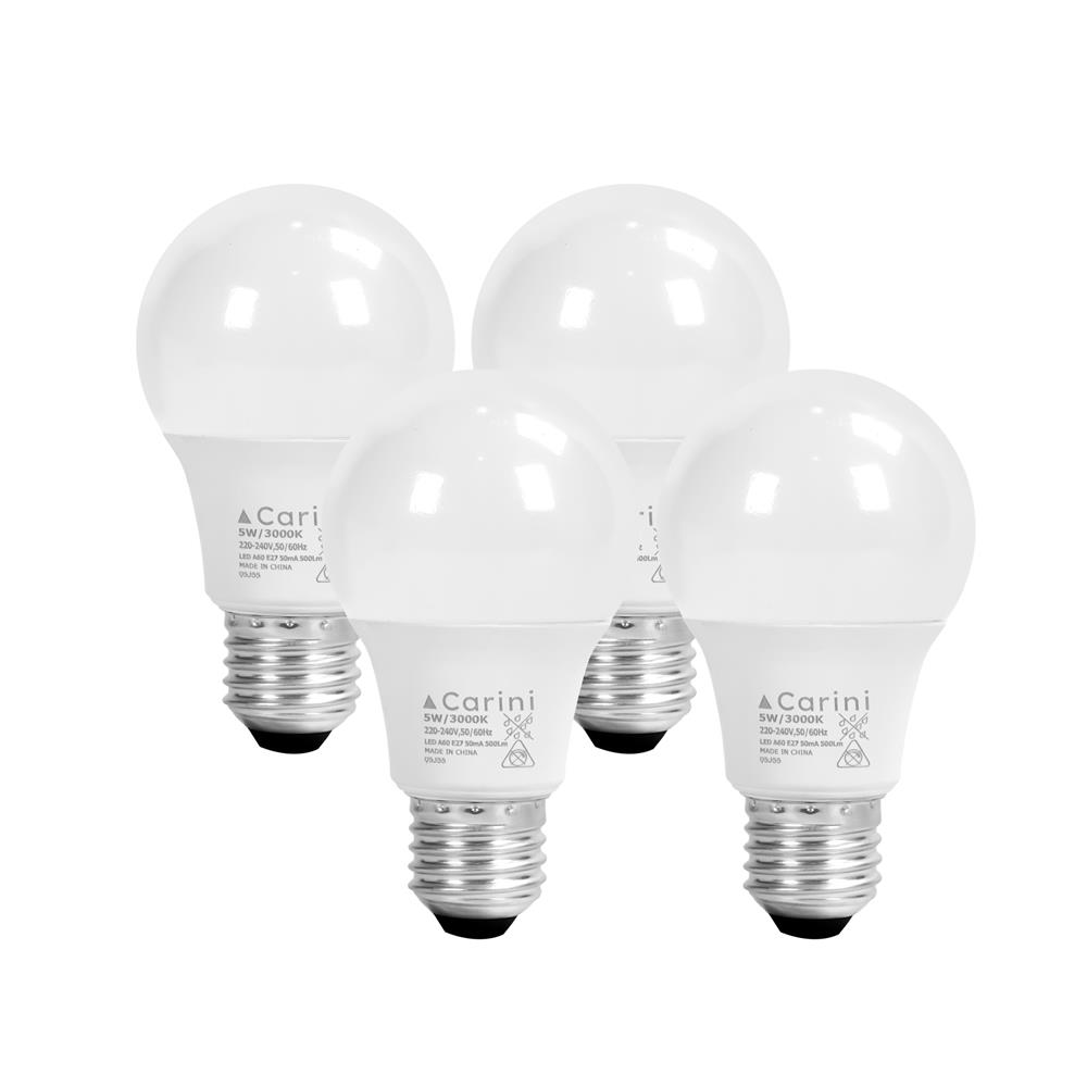 หลอด LED CARINI A60 ECOLIFE2 5 วัตต์ WARM WHITE E27 (แพ็ก 4 ชิ้น)