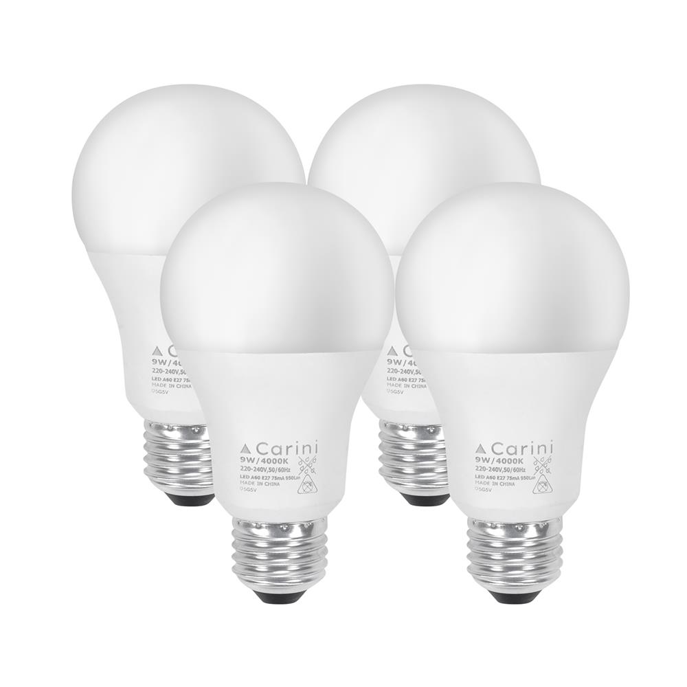หลอด LED CARINI A60 ECOLIFE2 9 วัตต์ COOL WHITE E27 (แพ็ก 4 ชิ้น)