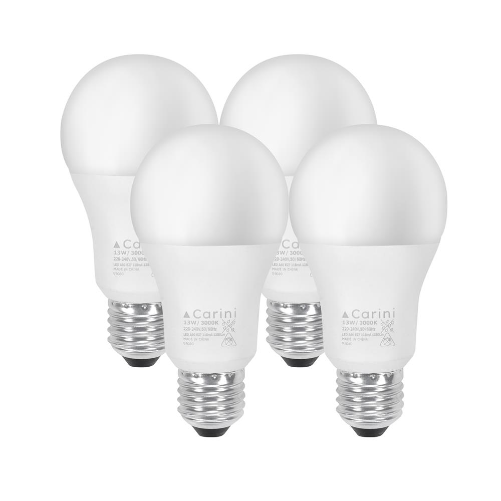 หลอด LED CARINI A60 ECOLIFE2 13 วัตต์ WARM WHITE E27 (แพ็ก 4 ชิ้น)