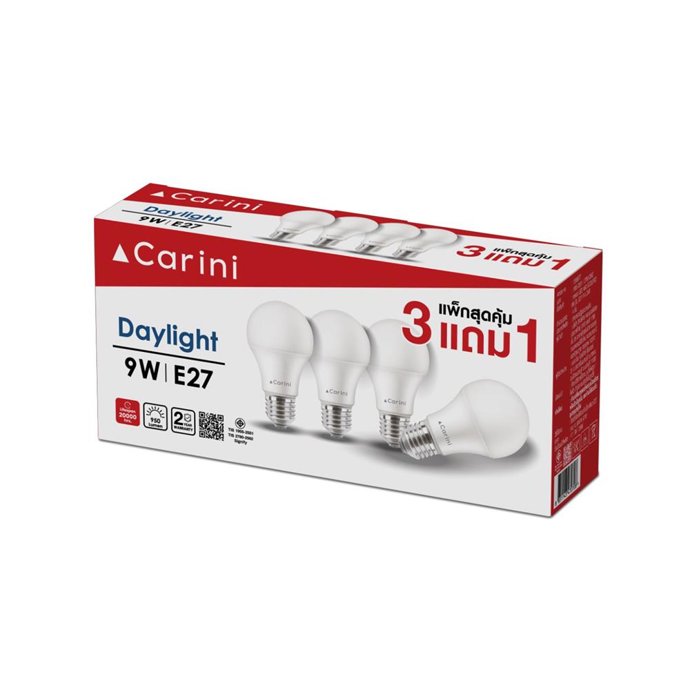 หลอด LED CARINI A60 ECOLIFE2 9 วัตต์ DAYLIGHT E27 (แพ็ก 4 ชิ้น)