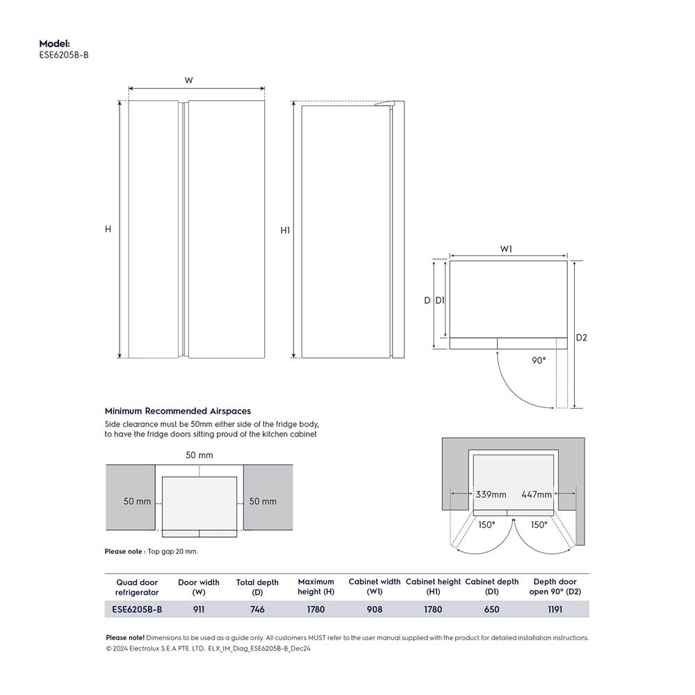 ตู้เย็น SIDE BY SIDE ELECTROLUX ESE6205B-B 22.0 คิว กระจกดำ อินเวอร์เตอร์
