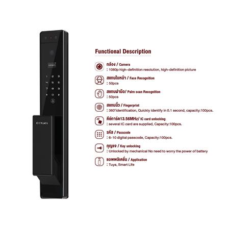 กลอนดิจิตอล CONLOCK CL-XAMERA สีดำ_5