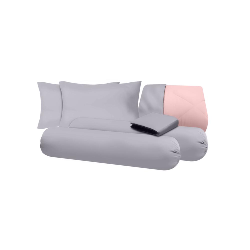 ชุดผ้าปูที่นอน 5 ฟุต (ชุด 6 ชิ้น) SANTA BEDDING สี GREY/PINK