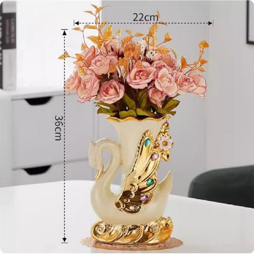 แจกันตกแต่งพร้อมกุหลาบสีชมพู INTERY CT209E041_11 สีชมพู/ขาว/ทอง