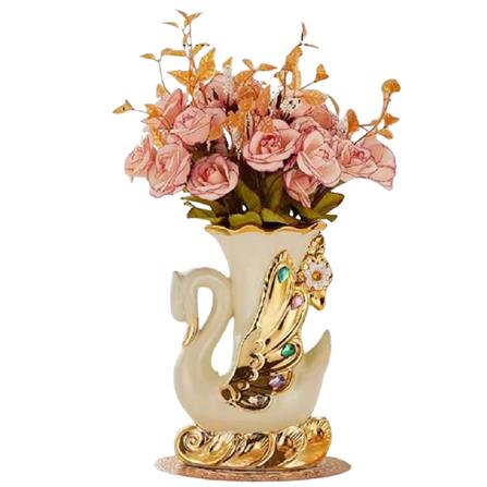 แจกันตกแต่งพร้อมกุหลาบสีชมพู INTERY CT209E041_11 สีชมพู/ขาว/ทอง_1